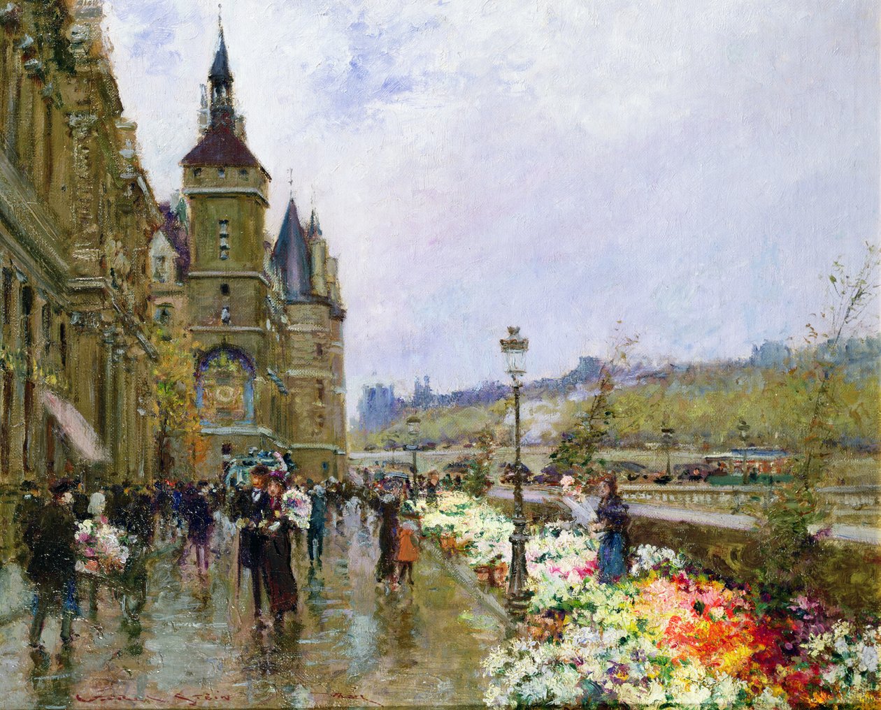 Vendedores de flores junto al Sena de Georges Stein