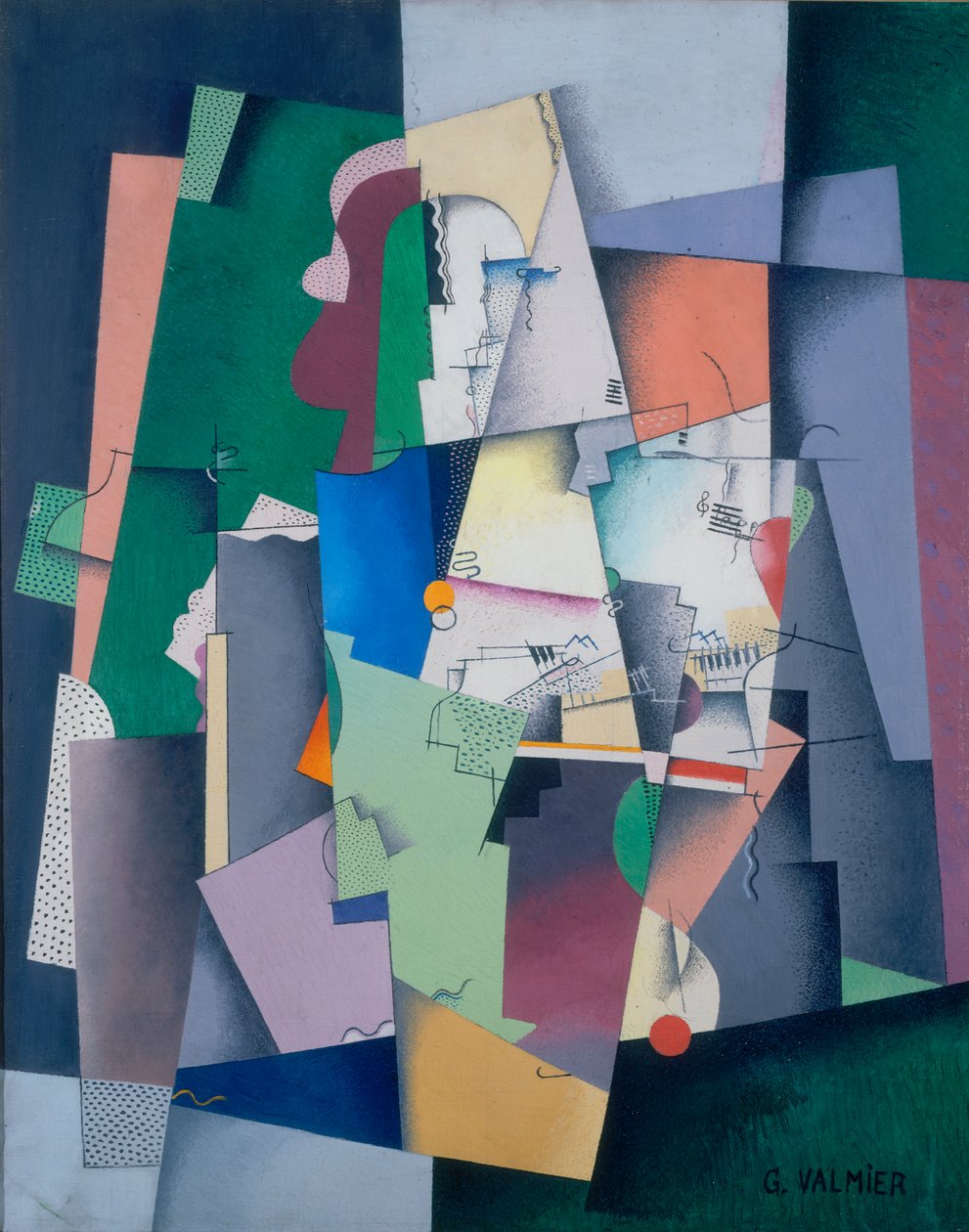 Composición, Mujer Joven en el Piano de Georges Valmier