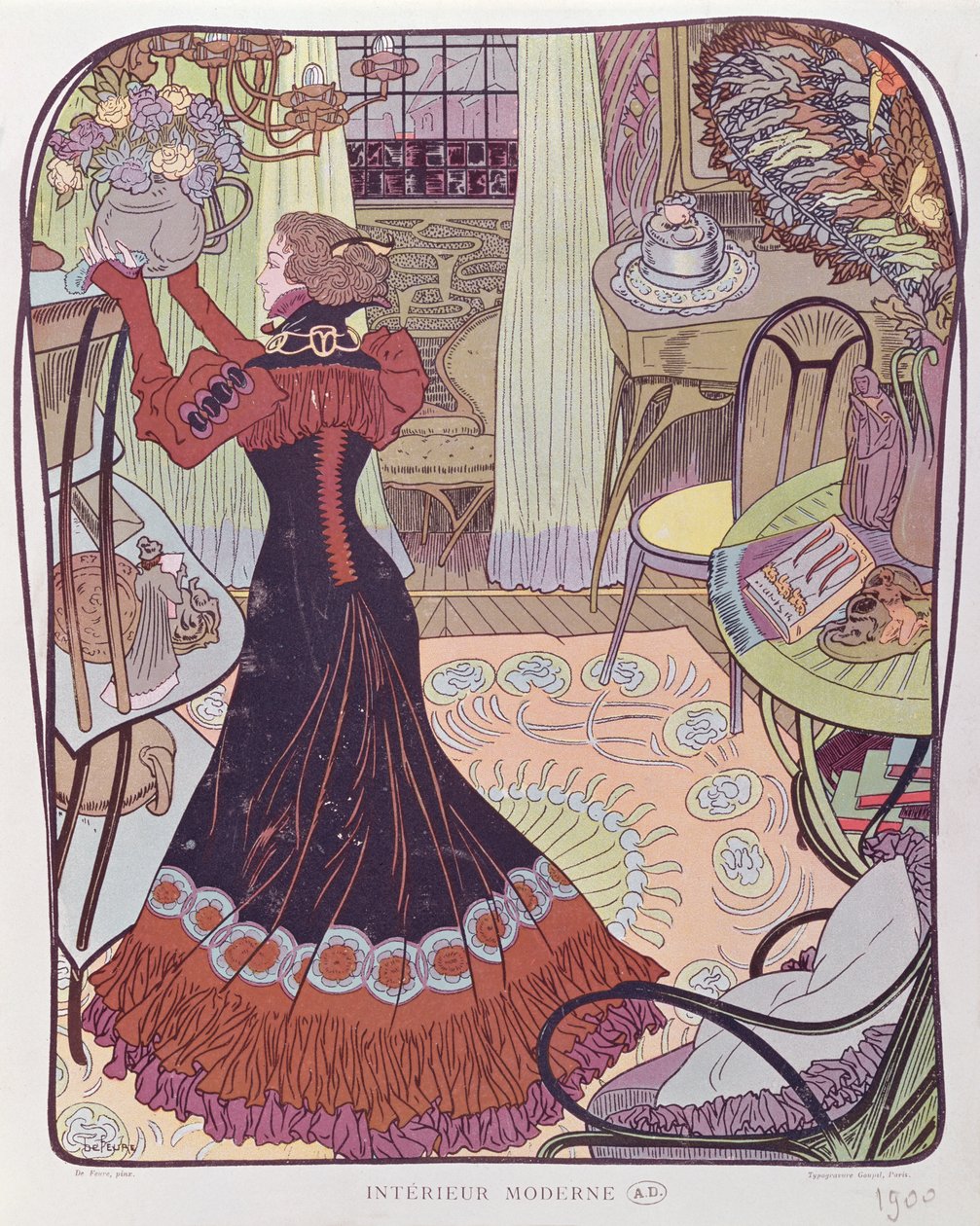 Interior moderno, 1900 de Georges de Feure