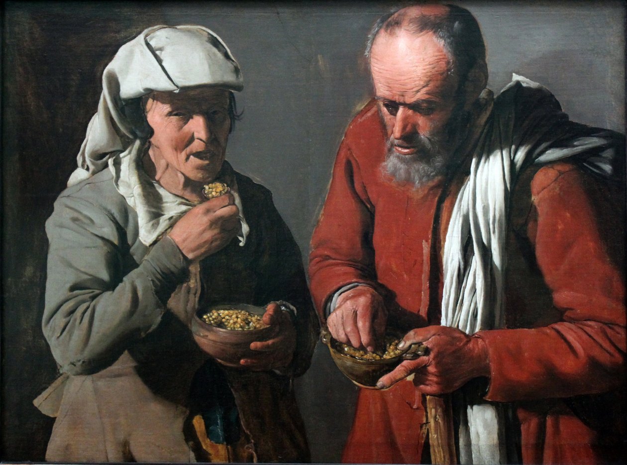 Pareja de campesinos comiendo guisantes de Georges de La Tour