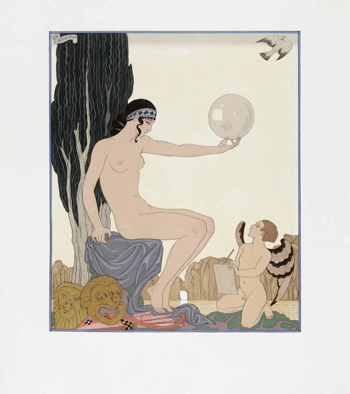 Una musa inspira a un artista de Georges Barbier