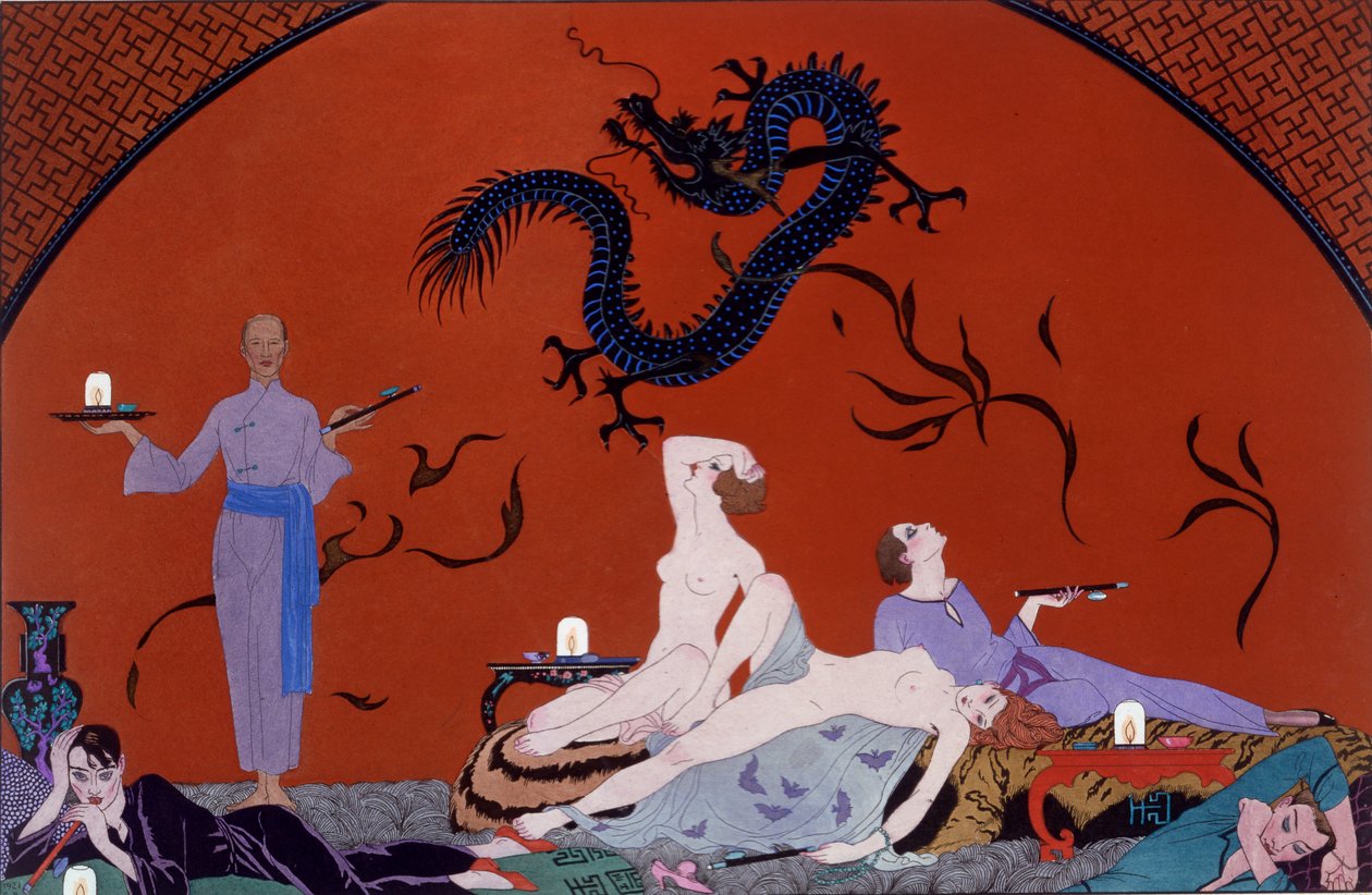 En la casa de Pasotz, c.1921 (grabado en pochoir) de Georges Barbier