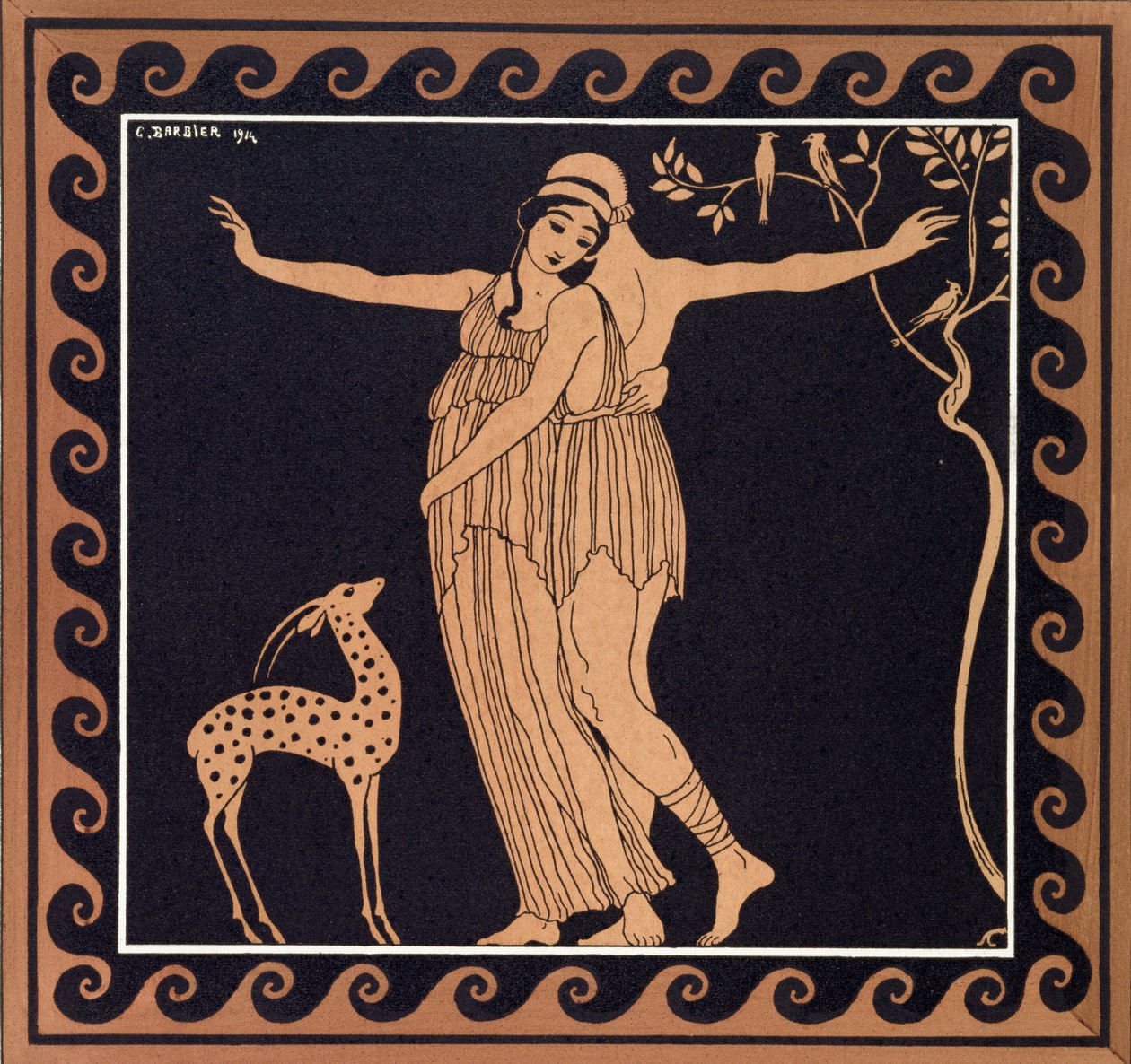 Escena de ballet con Tamara Karsavina (1885-1978) 1914 (impresión en pochoir) de Georges Barbier