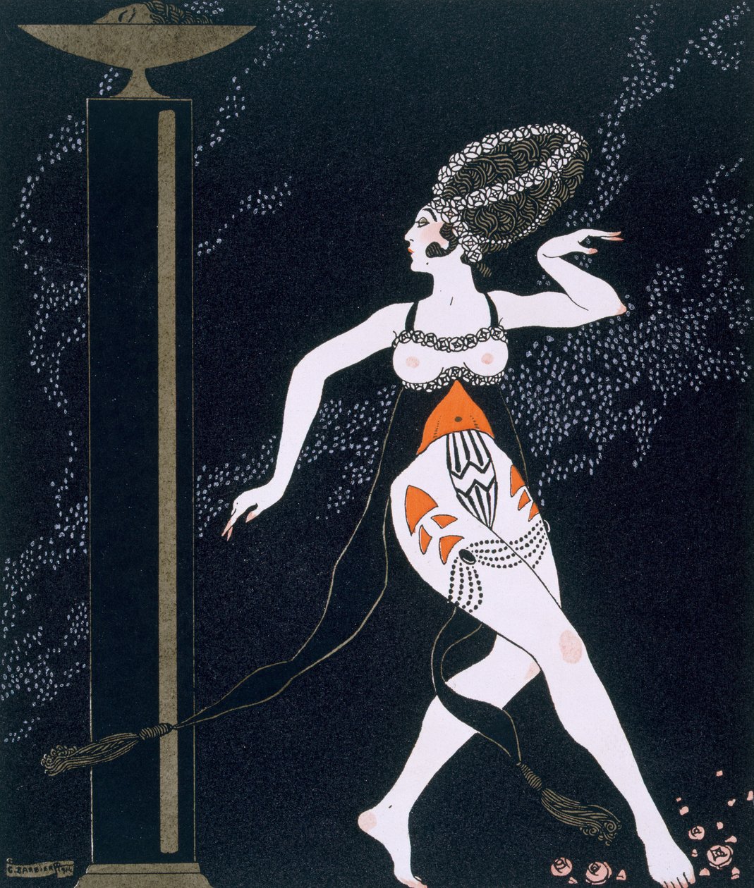 Escena de ballet con Tamara Karsavina (1885-1978) 1914 (impresión en pochoir) de Georges Barbier