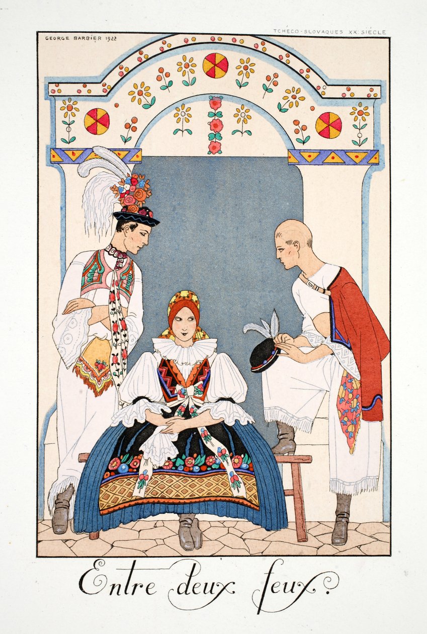 Entre dos llamas, de "Falbalas & Fanfreluches, Almanach des Modes Présentes, Passées et Futures". de Georges Barbier