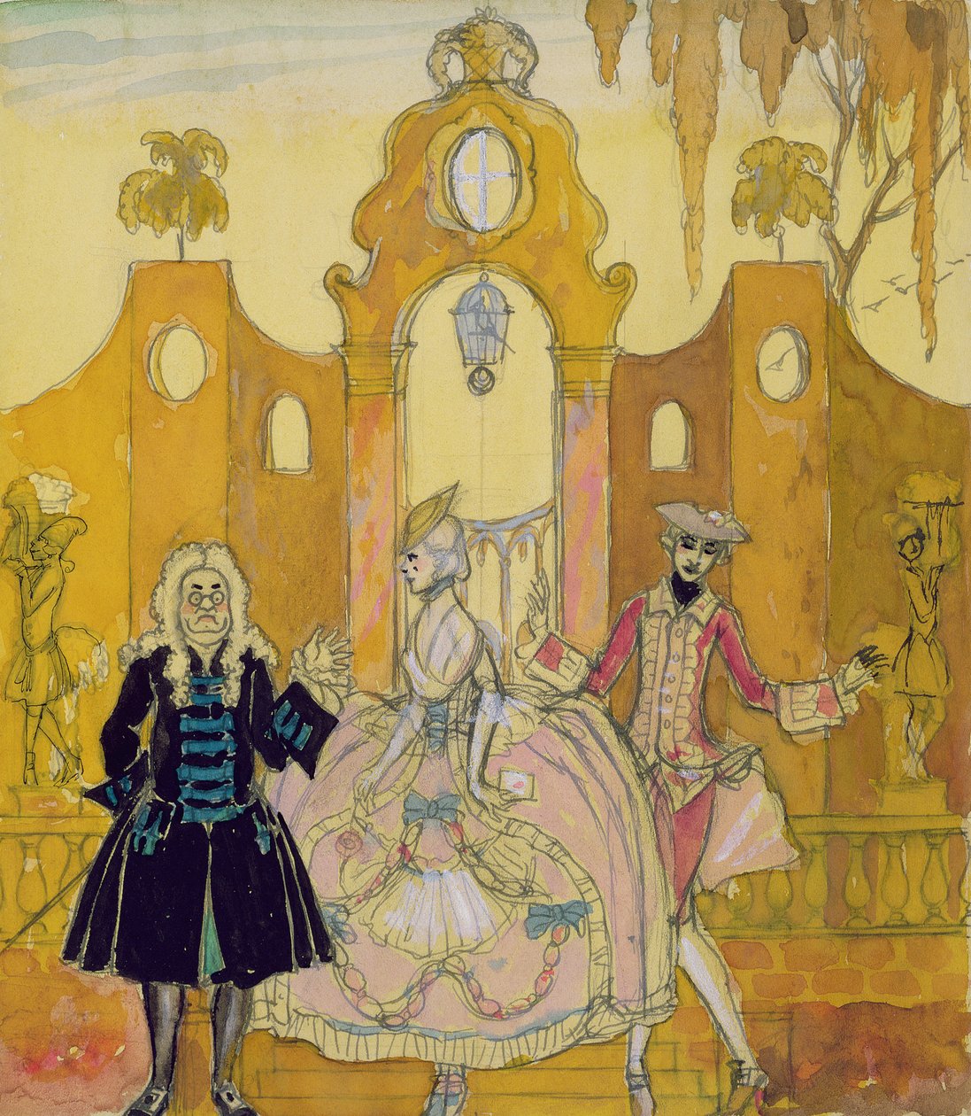 Billet Doux" (pluma y tinta y acuarela sobre papel) (véase también 133201) de Georges Barbier