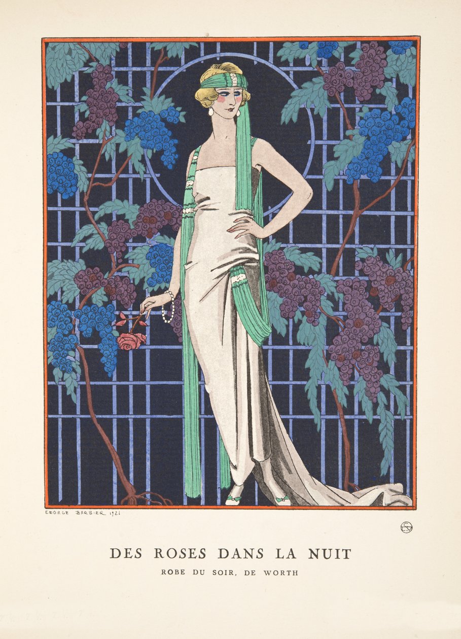 Des Roses dans la Nuit, de una colección de láminas de moda de Georges Barbier