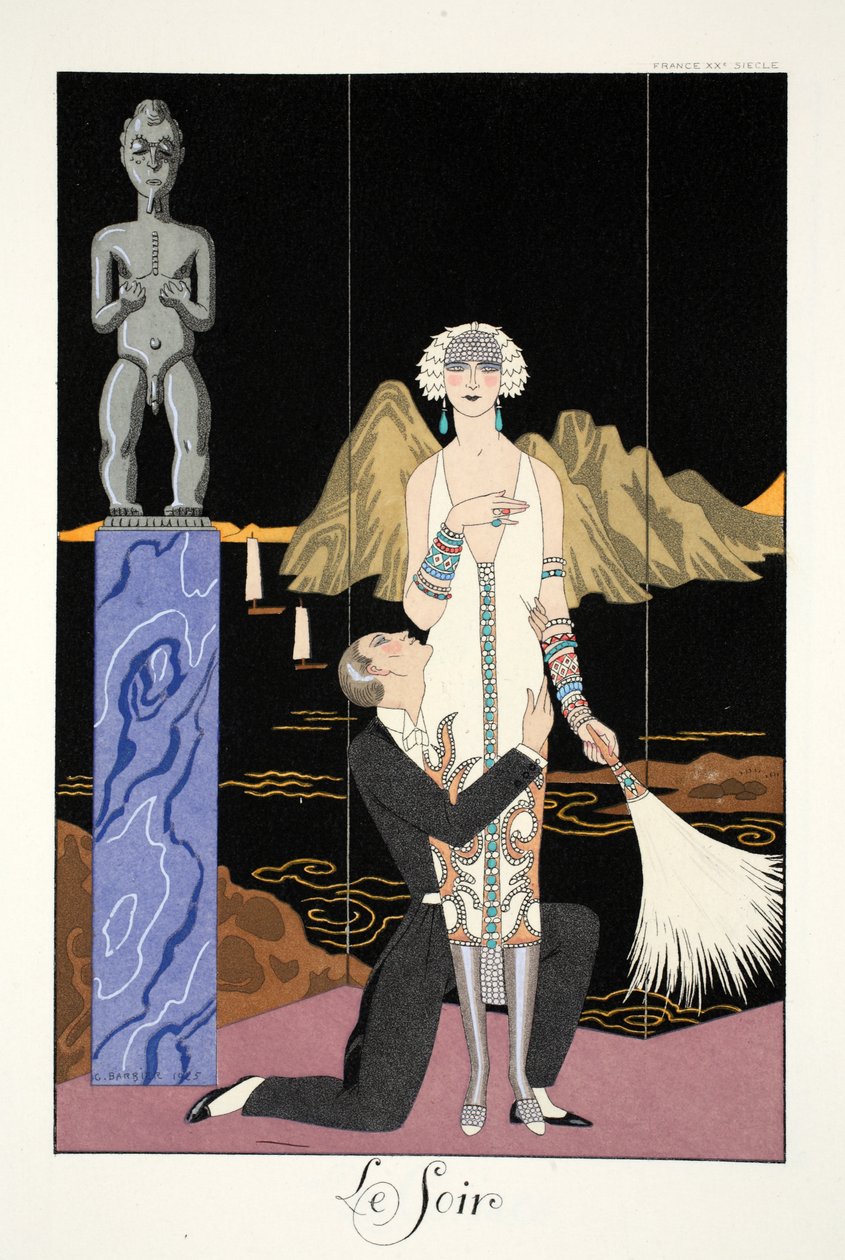 Noche, de "Falbalas & Fanfreluches, Almanach des Modes Présentes, Passées et Futures". de Georges Barbier