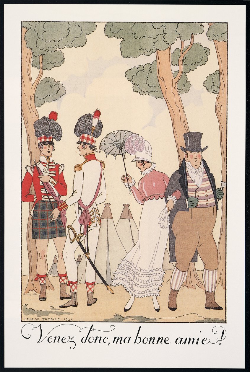 Falbalas et Fanfreluches, Almanaque de 1923, Come on, Ma bonne amie, de George Barbier, impresión de Georges Barbier