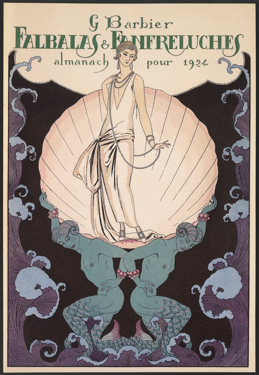 Falbalas et Fanfreluches, Almanaque para 1924, portada, por George Barbier, impresión de Georges Barbier