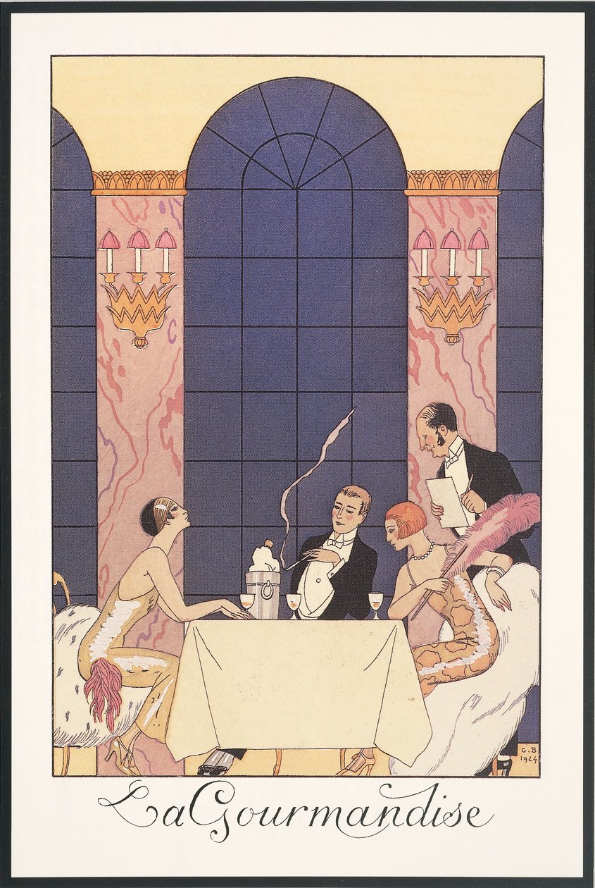 Falbalas et Fanfreluches, Almanaque de 1925: "La gourmandise", de George Barbier, impresión de Georges Barbier