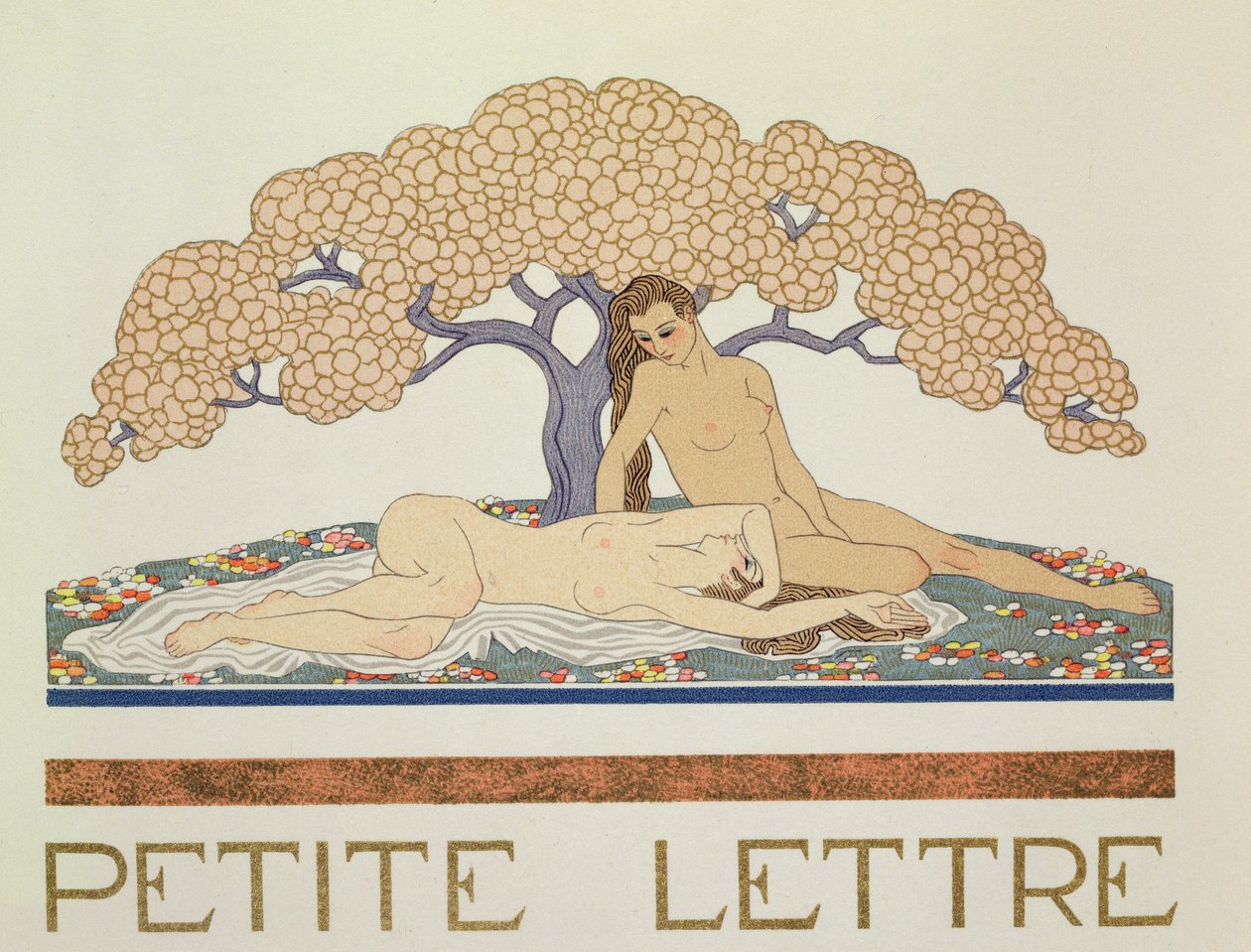 Desnudos femeninos, ilustración de "Les Mythes" de Paul Valery (1871-1945) publicada en 1923 (impresión en pochoir) de Georges Barbier