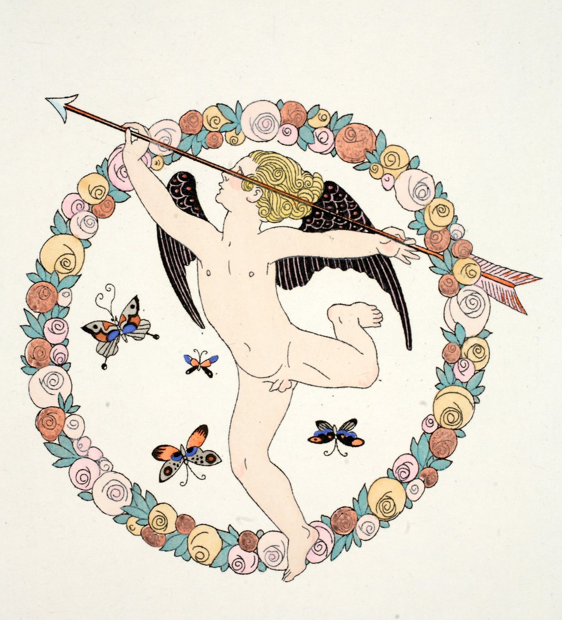 Frontispicio en "Falbalas & Fanfreluches, Almanach des Modes Présentes, Passes et Futures". de Georges Barbier