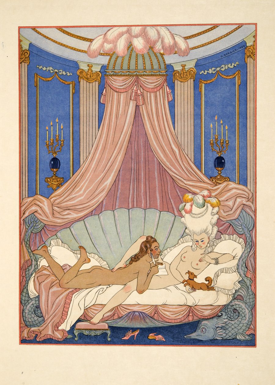 Ilustración de "Les Liaisons Dangereuses" de Pierre Choderlos de Laclos (1741-1803) pub. 1934 (impresión en plantilla) de Georges Barbier