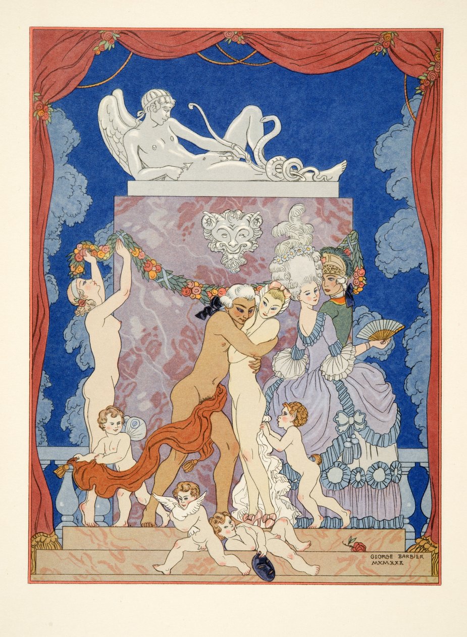 Ilustración de "Les Liaisons Dangereuses" de Pierre Choderlos de Laclos (1741-1803) pub. 1934 (impresión en plantilla) de Georges Barbier
