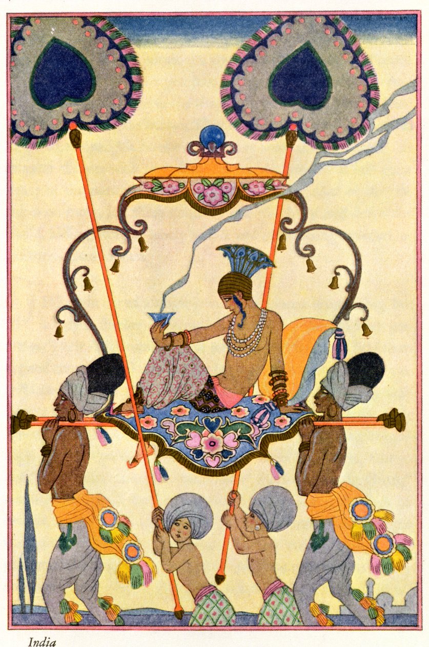 India, de "El arte del perfume", pub. 1912 (impresión en pochoir) de Georges Barbier