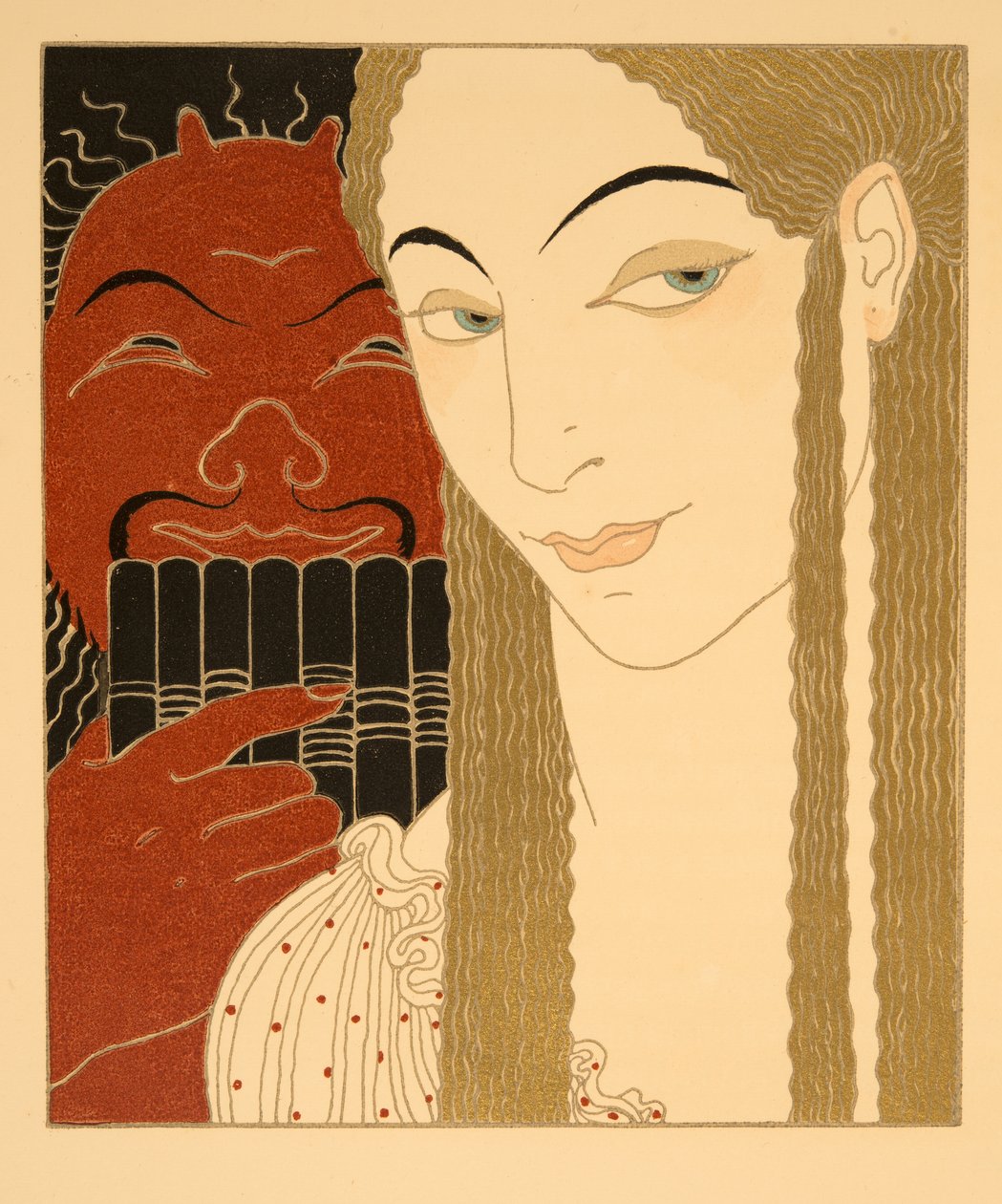 La Lettre, ilustración de Les Chansons de Bilitis, de Pierre Louys, pub. 1922 (impresión en plantilla) de Georges Barbier