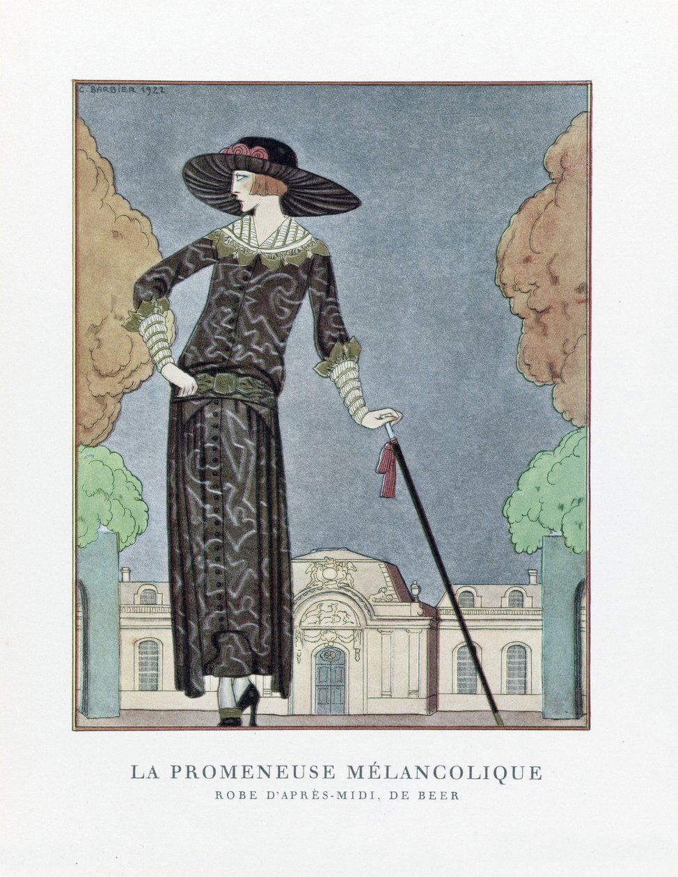 El caminante melancólico, pub. 1922 (impresión en plantilla) de Georges Barbier
