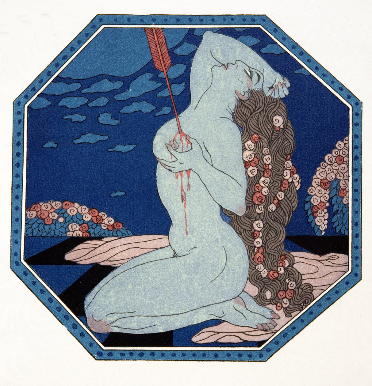 Le Deramantnier, ilustración de Les Chansons de Bilitis, de Pierre Louys, pub. 1922 (impresión en plantilla) de Georges Barbier