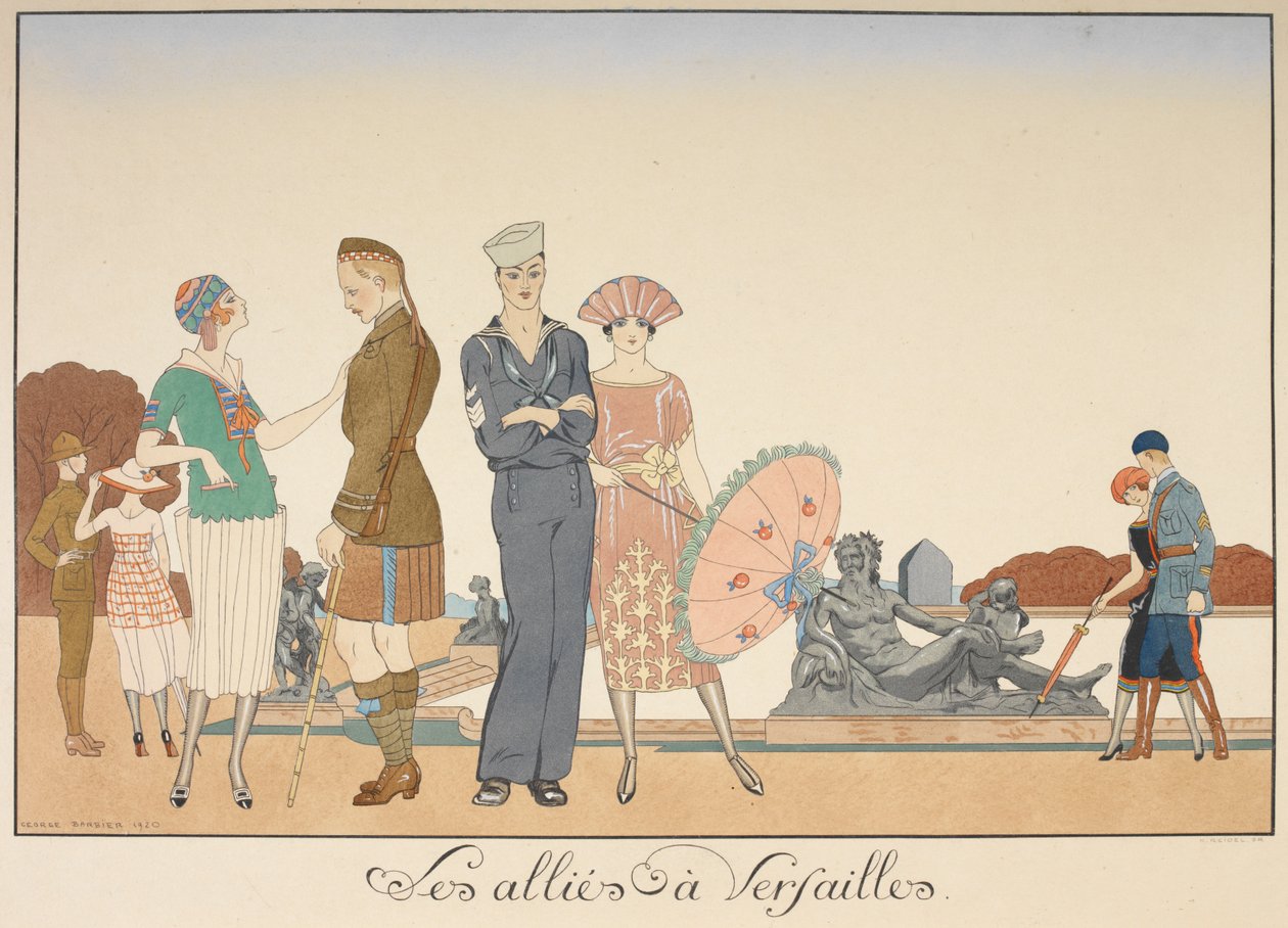 Les allies à Versailles. Diversas representaciones de soldados de los aliados. de Georges Barbier