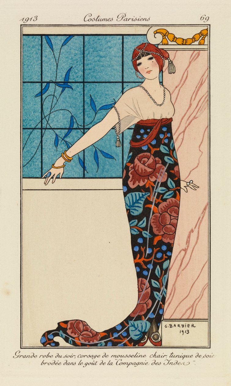 Placa de "Costumes Parisiens de Georges Barbier