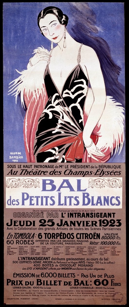 Cartel "Au Theatre des Champs-Elysees - Le bal des petits lits blanc organises by l