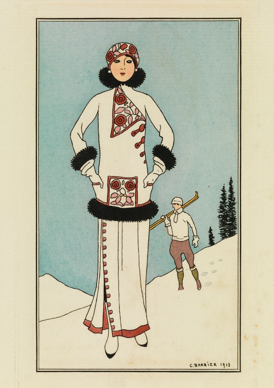 Pour St.Moritz, Plato de "Costumes Parisiens de Georges Barbier