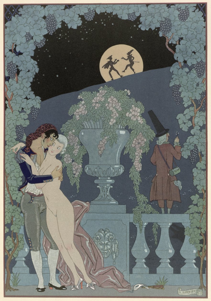 Títeres, ilustración para "Fetes Galantes" de Paul Verlaine (1844-96) 1928 (impresión en pochoir) de Georges Barbier