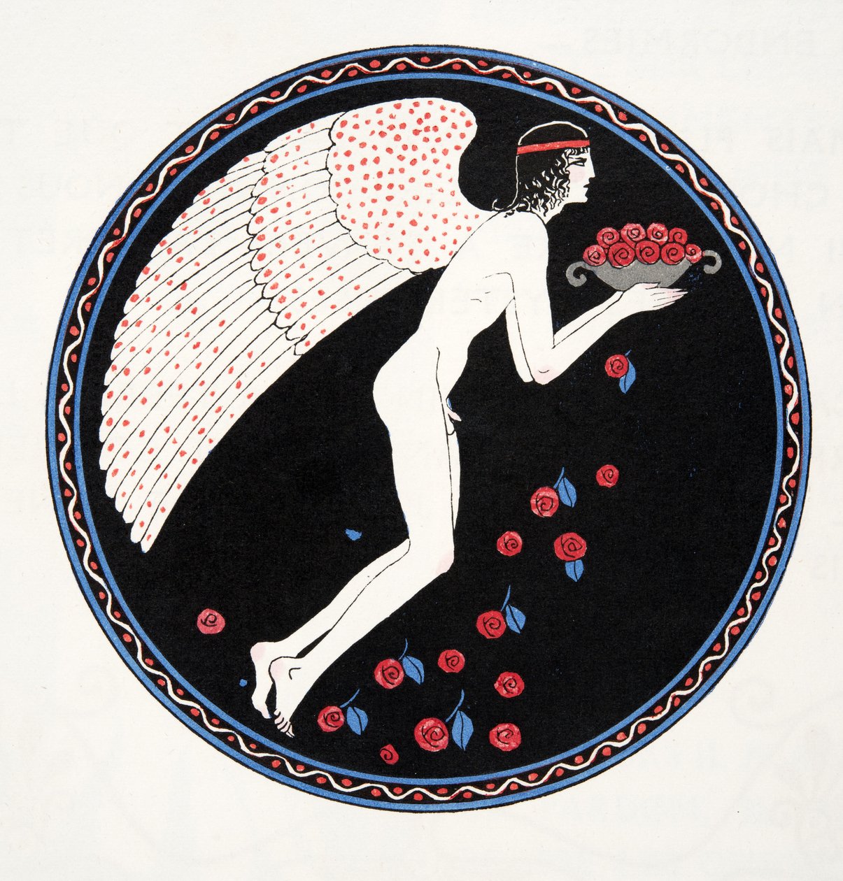 Rosas en la noche, ilustración de Les Chansons de Bilitis, de Pierre Louys, pub. 1922 (impresión en plantilla) de Georges Barbier