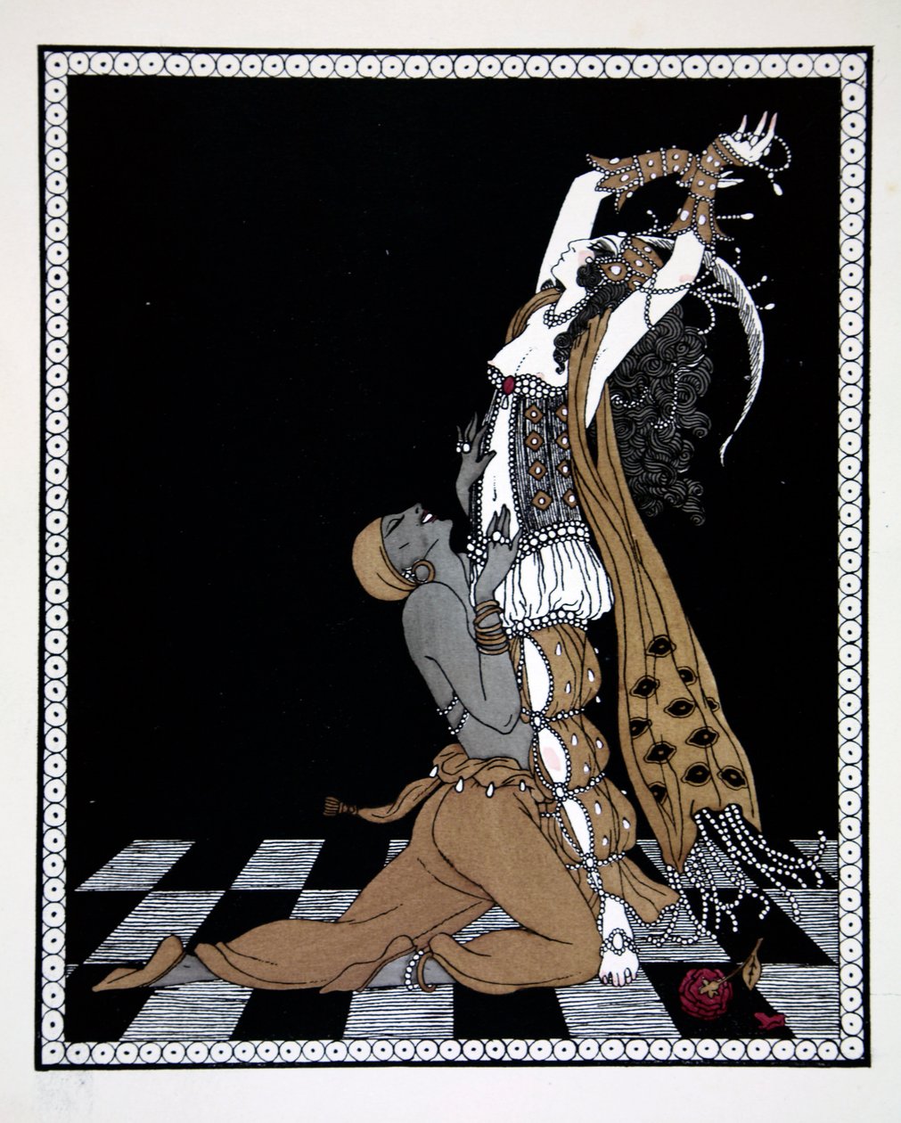 Scheherazade, de la serie "Diseños sobre las danzas de Vaslav Nijinsky" (1889-1950). Georges Barbier (1882-1932), grabado de Pochoir de Georges Barbier