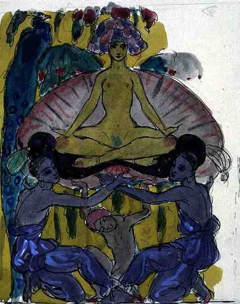 Estudio para El nacimiento de Venus (tinta y acuarela sobre papel) (véase 133205) de Georges Barbier