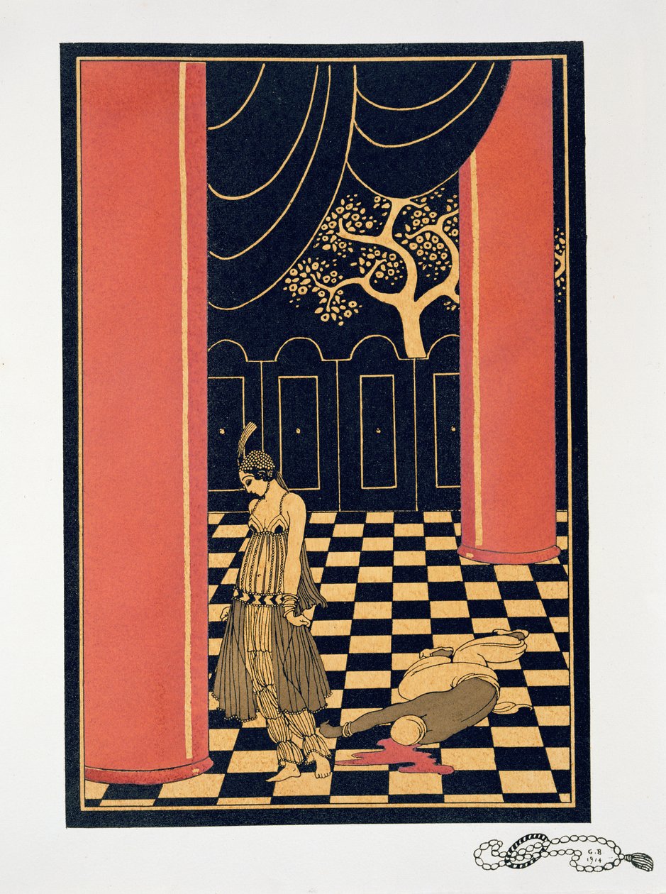 Tamara Karsavina (1885-1978) en el papel principal de "Thamar". de Georges Barbier