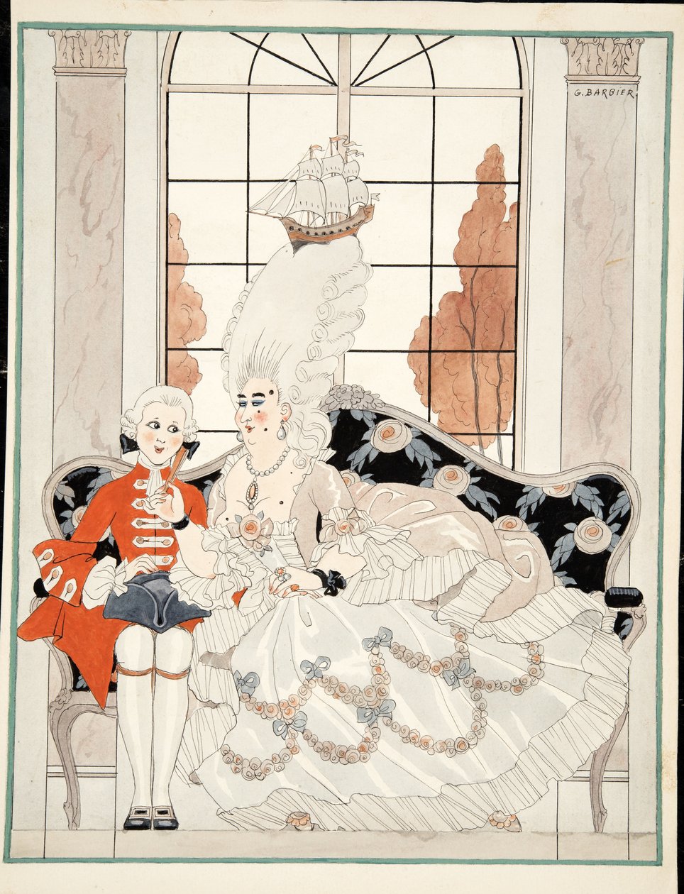 La duquesa, c. 1930 (acuarela sobre papel) de Georges Barbier