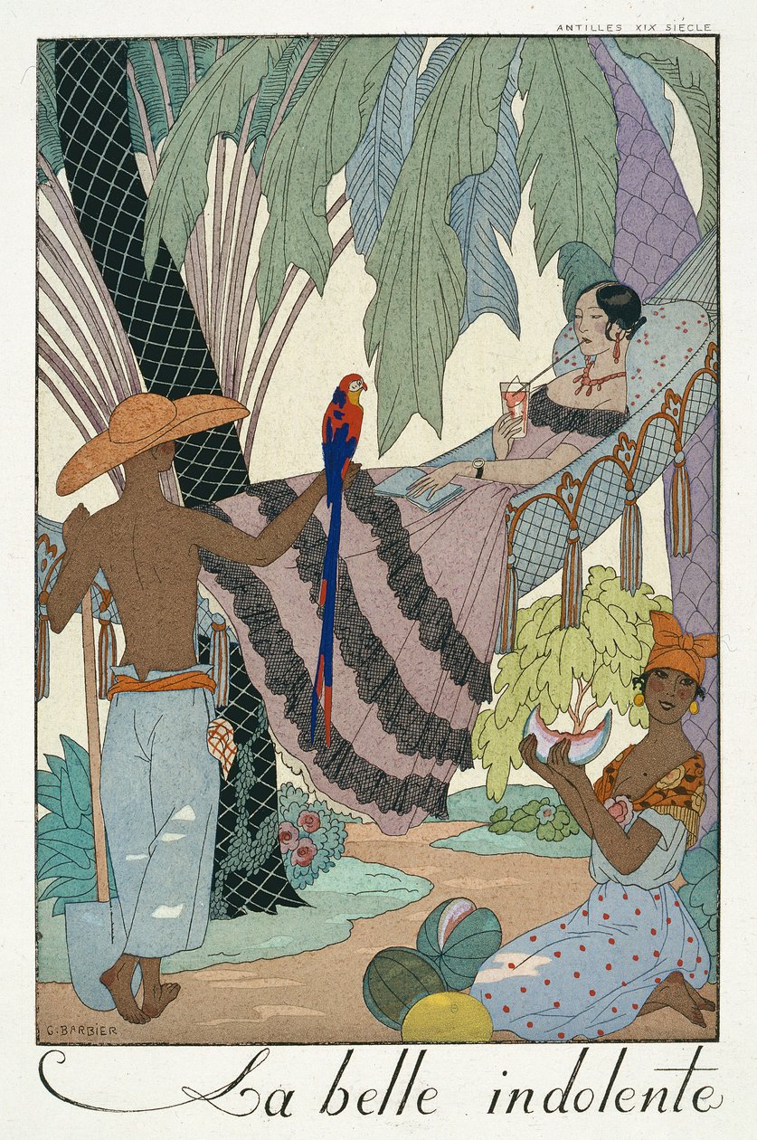 La belleza ociosa (impresión de pochoir) de Georges Barbier