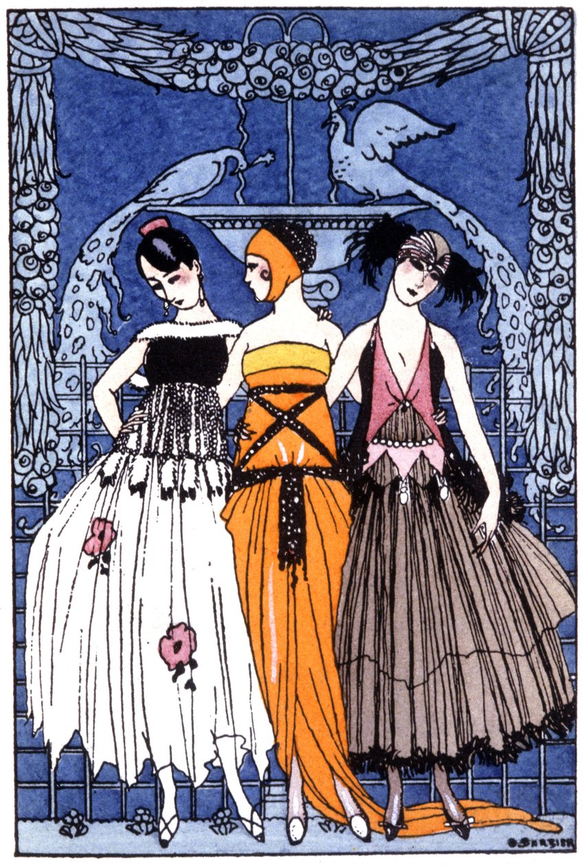 las tres Gracias, c. 1920 (grabado) de Georges Barbier