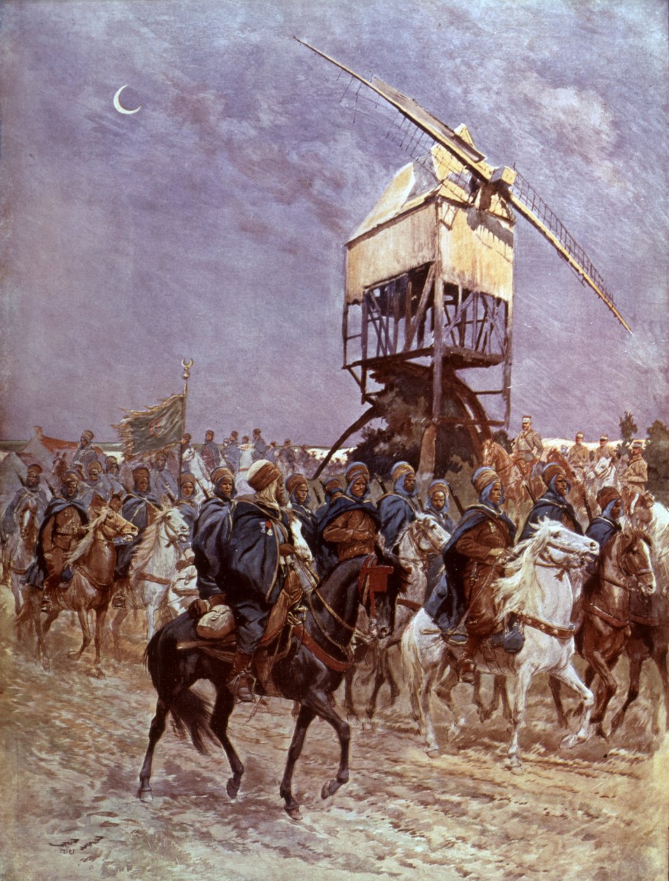 Soldados marroquíes del ejército colonial francés luchando en las Flandes de Georges Bertin Scott