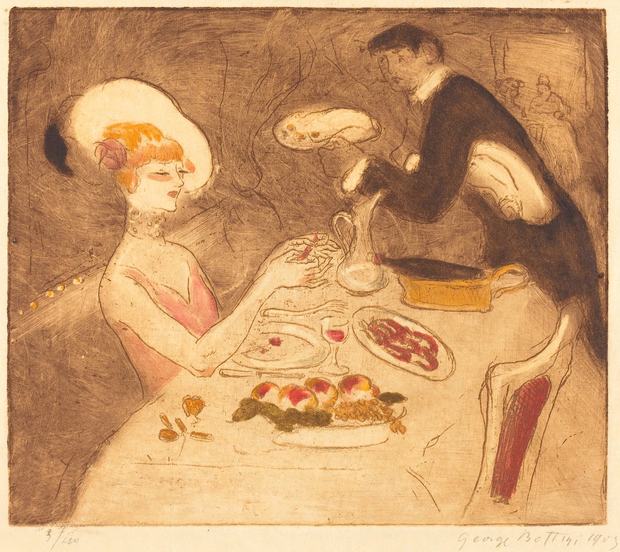 Mujer cenando de Georges Bottini