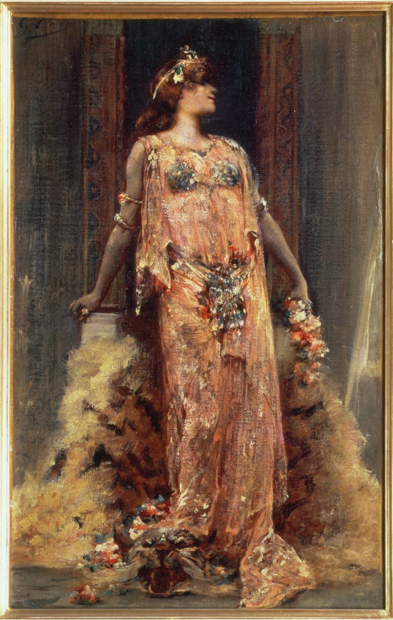 Sarah Bernhardt en el papel de Cleopatra de Georges Clairin