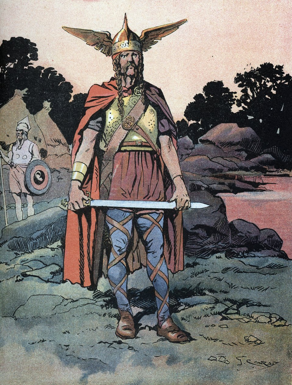 Portrait of Vercingetorix (ca. 80-around 46 BC) warrior and Gallic leader of the Arvernes tribe (Retrato de Vercingetórix (82 a.C.-46 a.C.) jefe de la tribu de los arvernos) de Georges Conrad