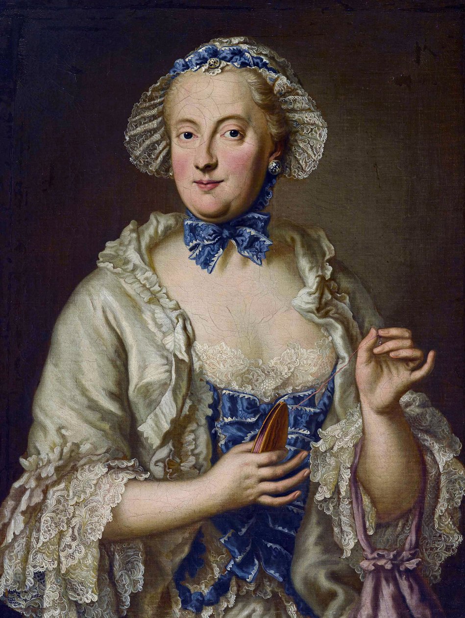 Marie-Anne de Saxe - (María Ana de Sajonia) - María Ana Sofía de Sajonia, Electra de Baviera (1728-1797) con un carrete - George Desmarees (1697-1776). Óleo sobre lienzo Dimensiones : 82x61,5 cm Colección privada de Georges Desmarées