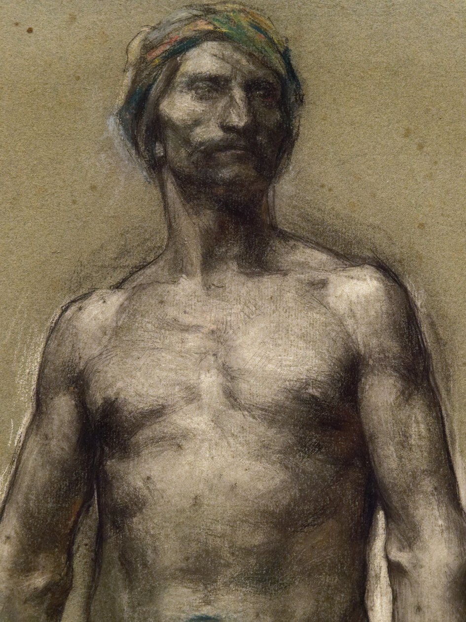 Estudio de hombre desnudo al turbante (detalle) (hacia 1888). George Desvallieres (1861-1950). Pastel sobre barra de papel laminado sobre papel cartón. Museo de Bellas Artes de la Ciudad de París, PeuPalais. de Georges Desvallieres