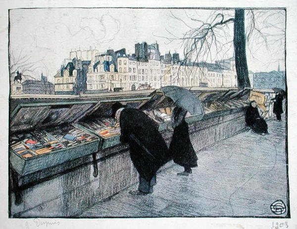 Bouquinistas a lo largo de la orilla izquierda del Sena cerca del Pont-Neuf, París de Georges Dupuis