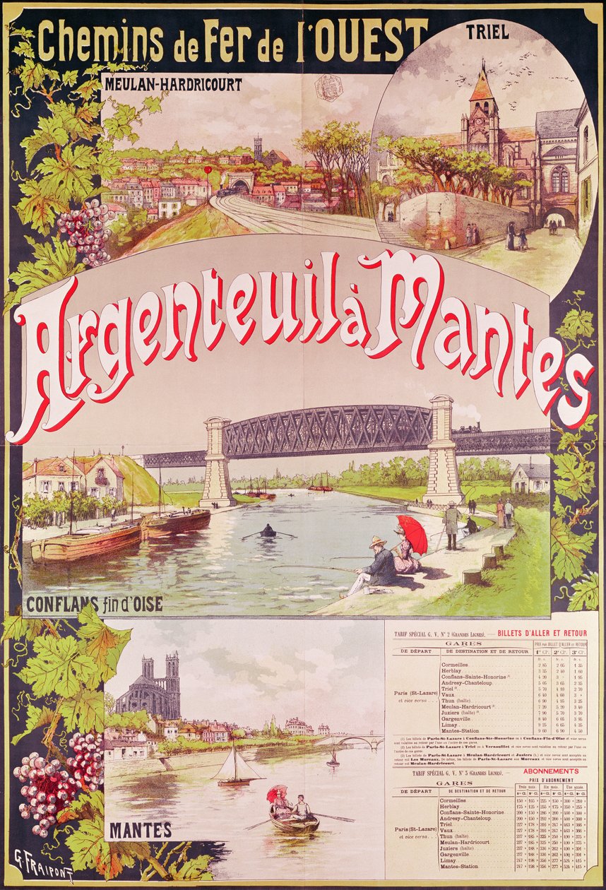 Póster publicitario de la línea de Ferrocarril Occidental de Argenteuil a Mantes de Georges Fraipont