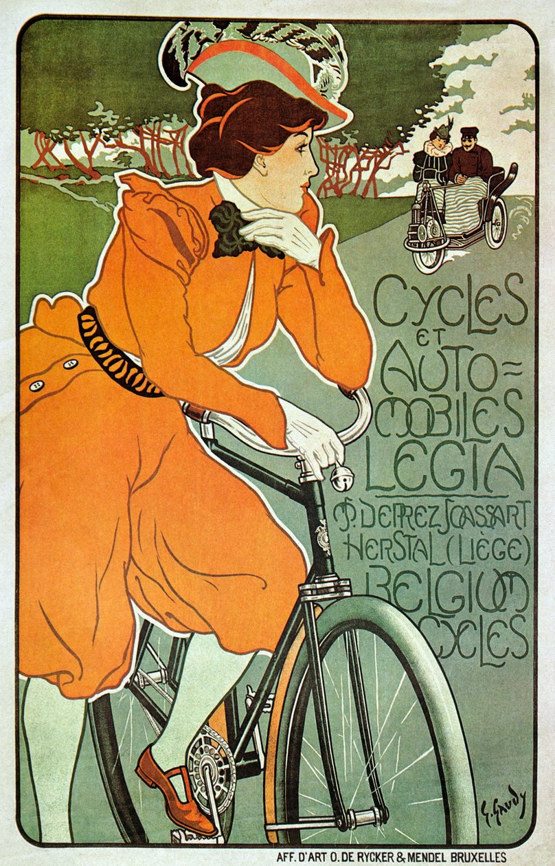 Póster publicitario de bicicletas Legia, Lieja, Bélgica de Georges Gaudy