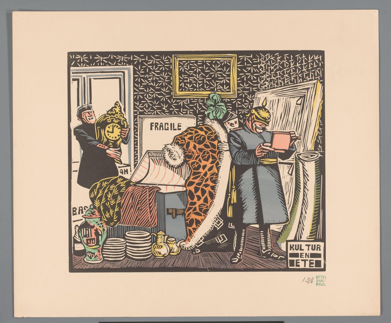 Los soldados saquean una casa Cultura y comida (título sobre objeto) de Georges Hermann Rene Paul