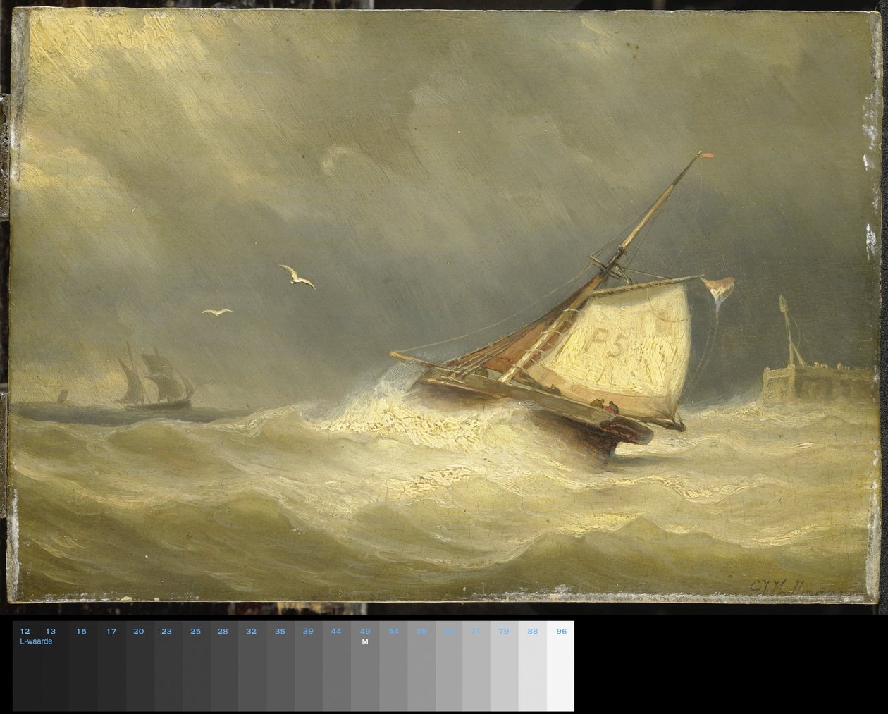 Mar agitado con barcos de vela de Georges Johannes Hoffmann