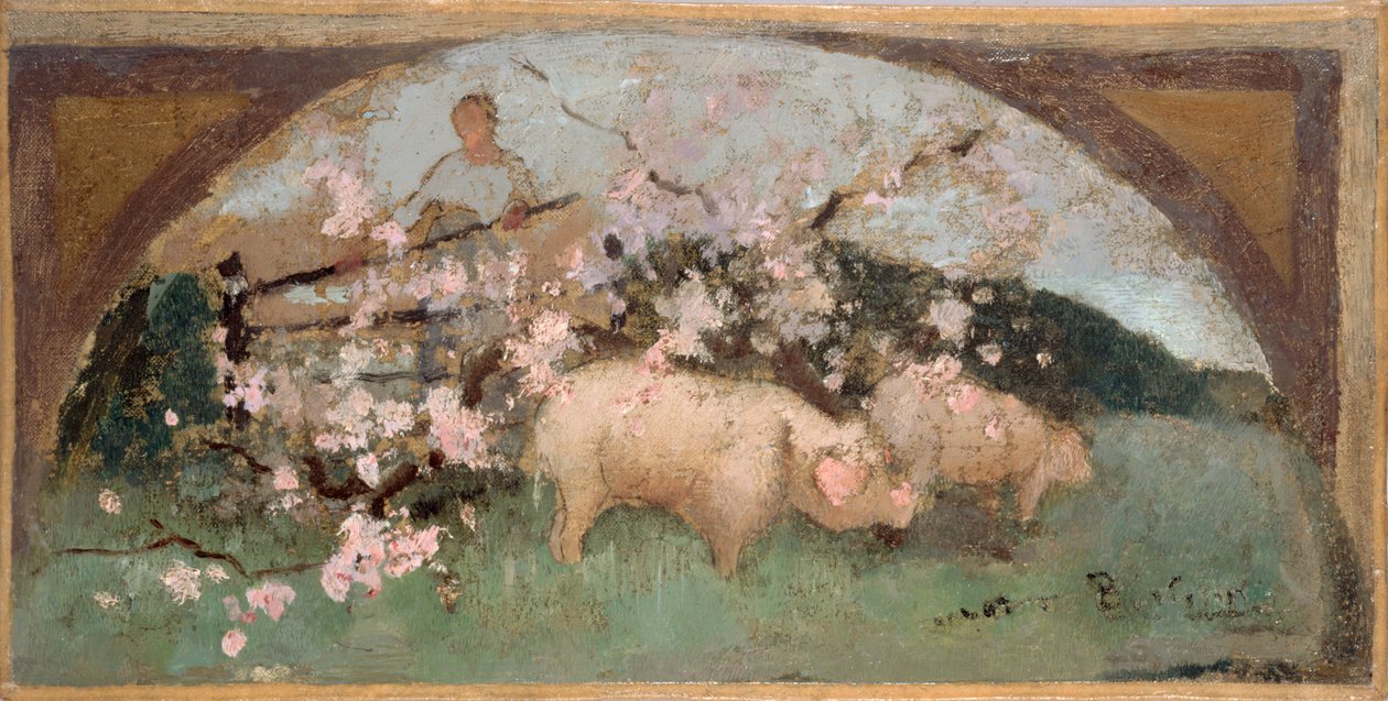 Boceto para el comedor del Hôtel de Ville de París: La viande de porc de Georges Jules Bertrand