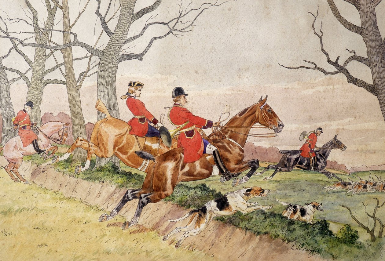 Caza - dibujo de Georges La Roque, hacia 1900 de Georges La Roque