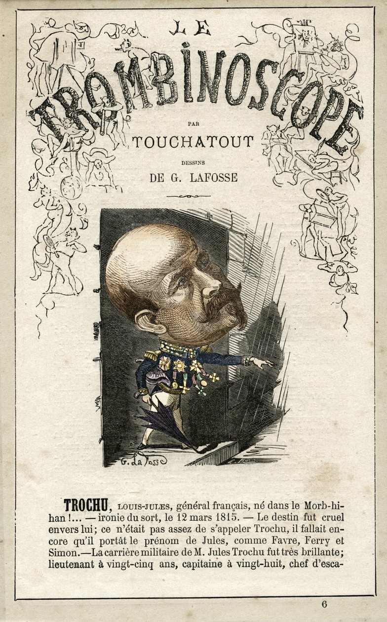 Louis-Jules TROCHU (1815-1896) ilustración de "Le Trombinoscope", periódico político satírico de Leon-Charles Bienvenu, conocido como Touchatout (1835-1910) monografía N. 6, París de Georges Lafosse