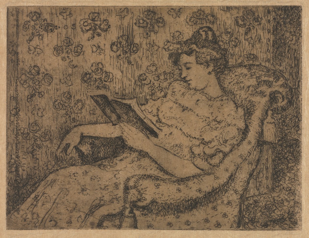 mujer sentada leyendo de Georges Lemmen